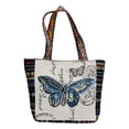 thumbnail image 2 of Bolso de hombro de lona para mujer jinwen Bolso de viaje de moda con cremallera informal mariposa, 2 of 8