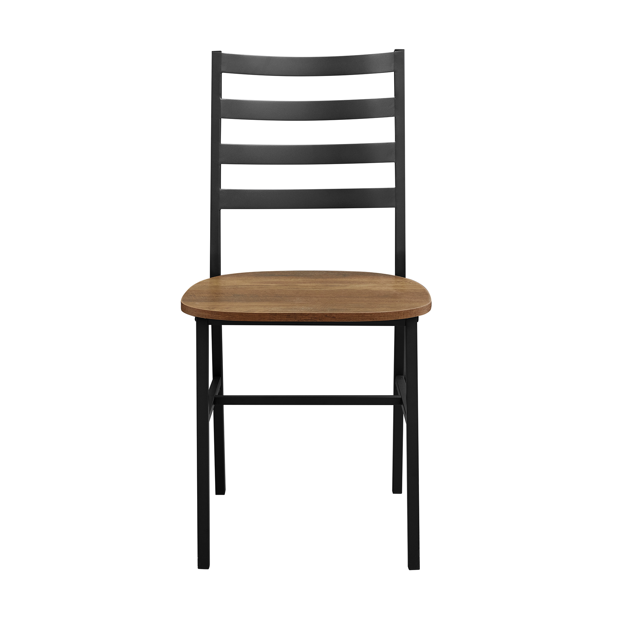 Manor Park Rustic Industrial Slat Back Metal and Wood Dining Chair, 2-Pack - Reclaimed Barnwood