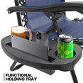 thumbnail image 6 of MoNiBloom Zero Gravity Chair Set of 2 with Canopy Shade, Patio Folding Anti Gravity Recliner, Foldable Outdoor Lounger with Cup Holder Tray for Beach Camping, Navy Blue, 6 of 11