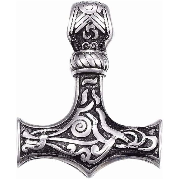 10 pc 304 Stainless Steel Pendants Thor's Hammer Antique Silver 37x30x9mm Hole: 5mm