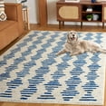 thumbnail image 3 of SAFAVIEH Tulum Lancaster Geometric Striped Area Rug, Ivory/Navy, 4'5" x 6'5", 3 of 8