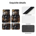 thumbnail image 4 of Honeii Gold Pattern Black Skull Print Car Foot Mat Four-Piece Set - Front & Rear Universal Car Floor Mats for SUVs, Trucks, Sedans, 4 of 7