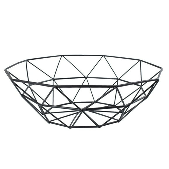 AMERTEER Iron Mesh Woven Fruit Basket Kitchen Countertop Fruit Bowl Vegetable Decorative Holder - Black