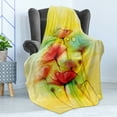 thumbnail image 4 of Flower Soft Flannel Fleece Throw Blanket, Hazy Poppy Flowers Motif in Different Tones Spring Season Inspired Modern Picture, Cozy Plush for Indoor and Outdoor Use, 50" x 70", Yellow Red, by Ambesonne, 4 of 5