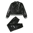 thumbnail image 4 of Alvivi Kids Boy Girl Jazz Hip Hop Dance Costume Shiny Metallic Long Sleeves Bomber Jacket and Pants Set Black 12, 4 of 7