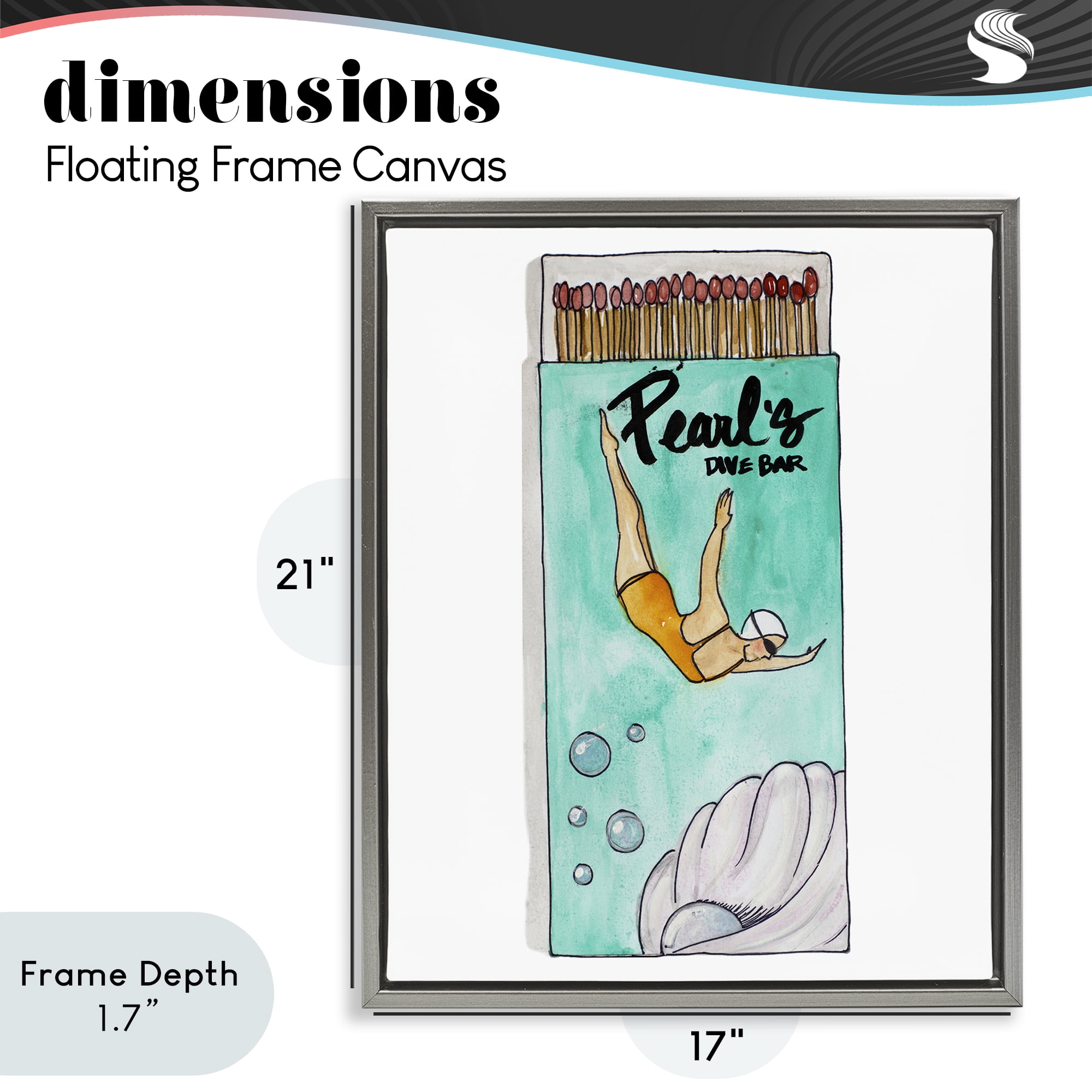 Stupell Industries Pearl Dive Matchbox Gray Framed Floater Canvas Wall Art, design by Nola James