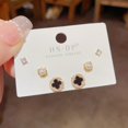 thumbnail image 1 of Pendientes cortos con microincrustaciones de circonitas y aguja de plata S925, pendientes de pelo corto, pendientes elegantes japoneses y coreanos de tres piezas, sencillos y combinables para mujer, 1 of 6