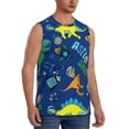 thumbnail image 2 of Pofeuu Dinosaur In Space Print Men's Muscle T-Shirt, Sleeveless, Muscle Tank, Classic Muscle Tee Top For Men Casual Sleeveless Muscle T-Shirt Trendy Clothes-Small, 2 of 7