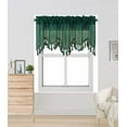 thumbnail image 4 of 1Pc Wave Dark Green Forest color waterfall valance with tassels faux silk rod pocket semi sheer ascot dressing window 55" wide X 18" long for kitchen décor, 4 of 5