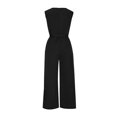 thumbnail image 5 of Staron Women's Casual Jumpsuit Sleeveless Belted Solid Color Loose Fit Romper Vacation Travel Party, Black XL, 5 of 5