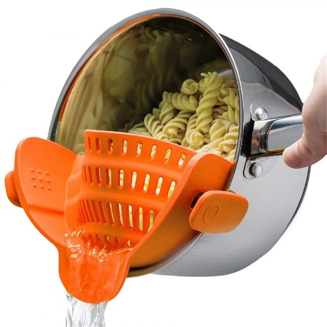 Colador de silicona con clip for ollas, sartenes y tazones: utensilios de cocina resistentes al calor, escurridor de colador esencial for verduras y pasta