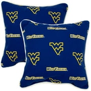 West Virginia Mountaineers College Covers Indoor or Outdoor Decorative Pillow Pair, 16 in x 16 in