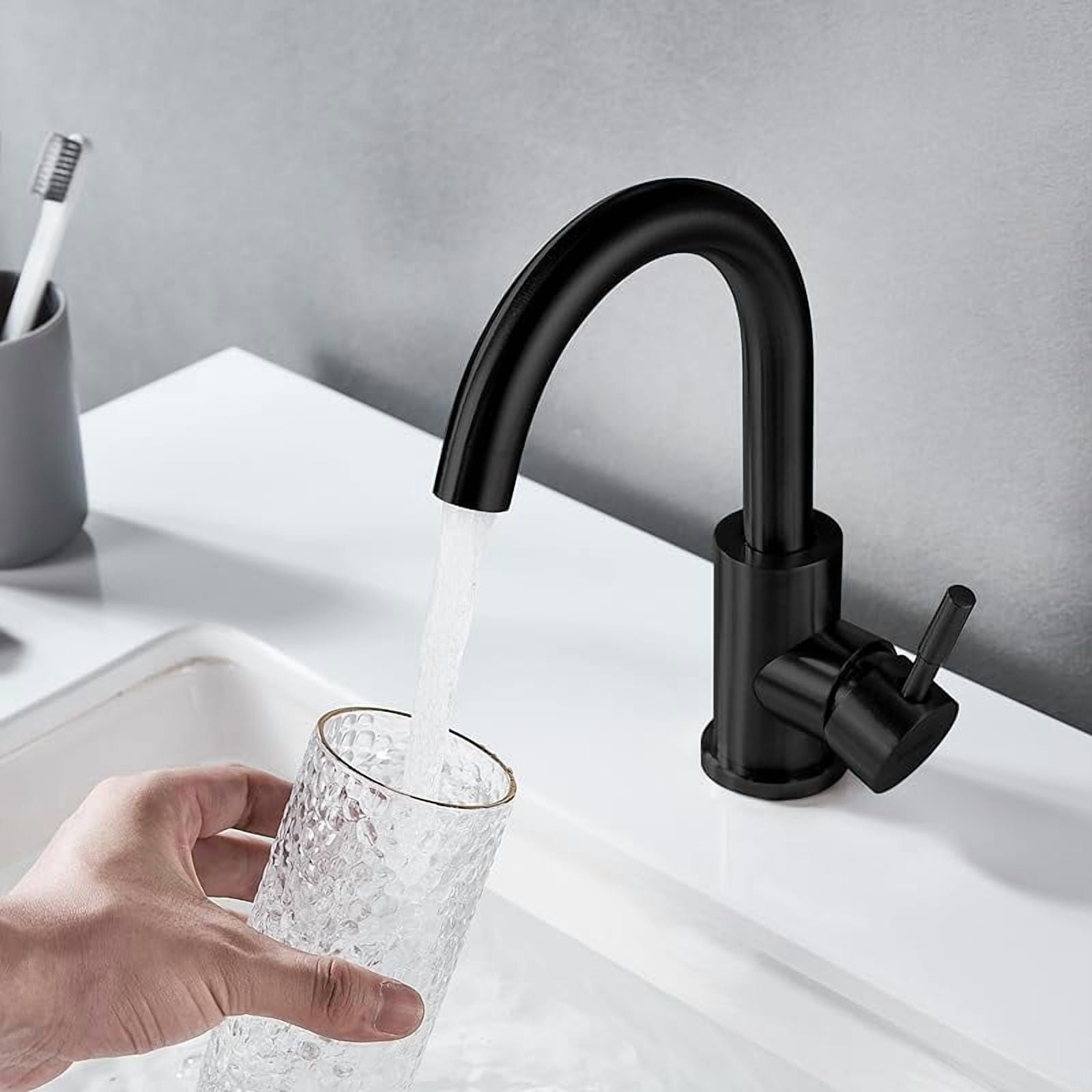 Cnshop Matte Black Bar Faucet, Single-Hole Stainless Steel Prep Faucet for Kitchen and Bathroom