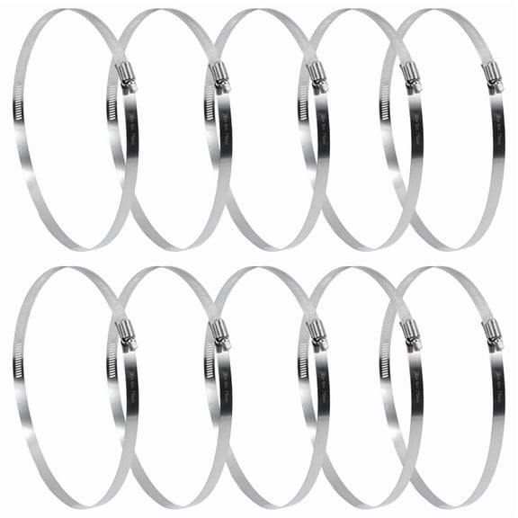 8 Inch Stainless Steel Hose Clamps, Worm Gear Duct Clamps Adjustable 194-216mm - Pack of 10