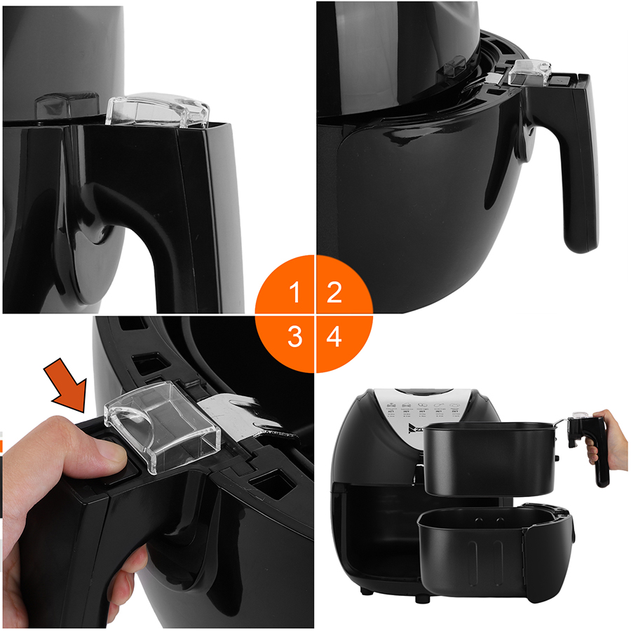 Air Fryer 6.87QT/6.5L, 1800W AirFryer High-Power Electric Hot Temperature Control & Timer Knob, Non Stick Fry Basket, Dishwasher Safe, Apply to Party, Afternoon Tea, Black