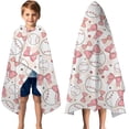 thumbnail image 3 of Pink Baseballs with Bows Pattern Hooded Bath Towel，50"x30" for Ages 3 To 12 Kids, Quick Dry Lightweight Soft Microfiber Hood Beach Towel Cover Up for Kids, 3 of 7