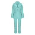 thumbnail image 5 of cfhntfmh Business Outfits for Women Long Sleeve jacket blazer Straight Leg Dressy Pants Work Suit Sets with Belt, 5 of 6