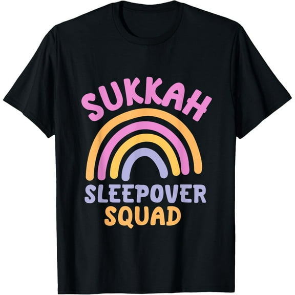 Sukkah Sleepover Squad Jewish Sukkot Slumber Pajama Party T-ShirtMen and women, Black T-shirt, size: Extra large S-4XL