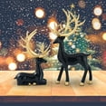 thumbnail image 3 of PREWOOD 2Pcs Christmas Reindeer Figurines,Seated and Standing Elegant Lucky Deer, Luxurious Simple Style Ideas, Suitable for Living Room, Wine Cabinet, Display Stand, Bedroom, Office Desktop, 3 of 5