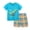 Blue Dinosaur, variant on WIBACKER 100% Cotton 2-Piece Summer Pajamas for Kids Boys Sleepwear Top and Plaid Shorts Toddler Boy Cars Pjs Set 2-7T