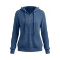 thumbnail image 6 of Nowekniz Women Henley Neck Hoodie Pullover Sweater, Long Sleeve Loose Zip Up Casual Sweatshirt with Drawstring Hood, Three Decorative Buttons and Kangaroo Pocket, 6 of 6