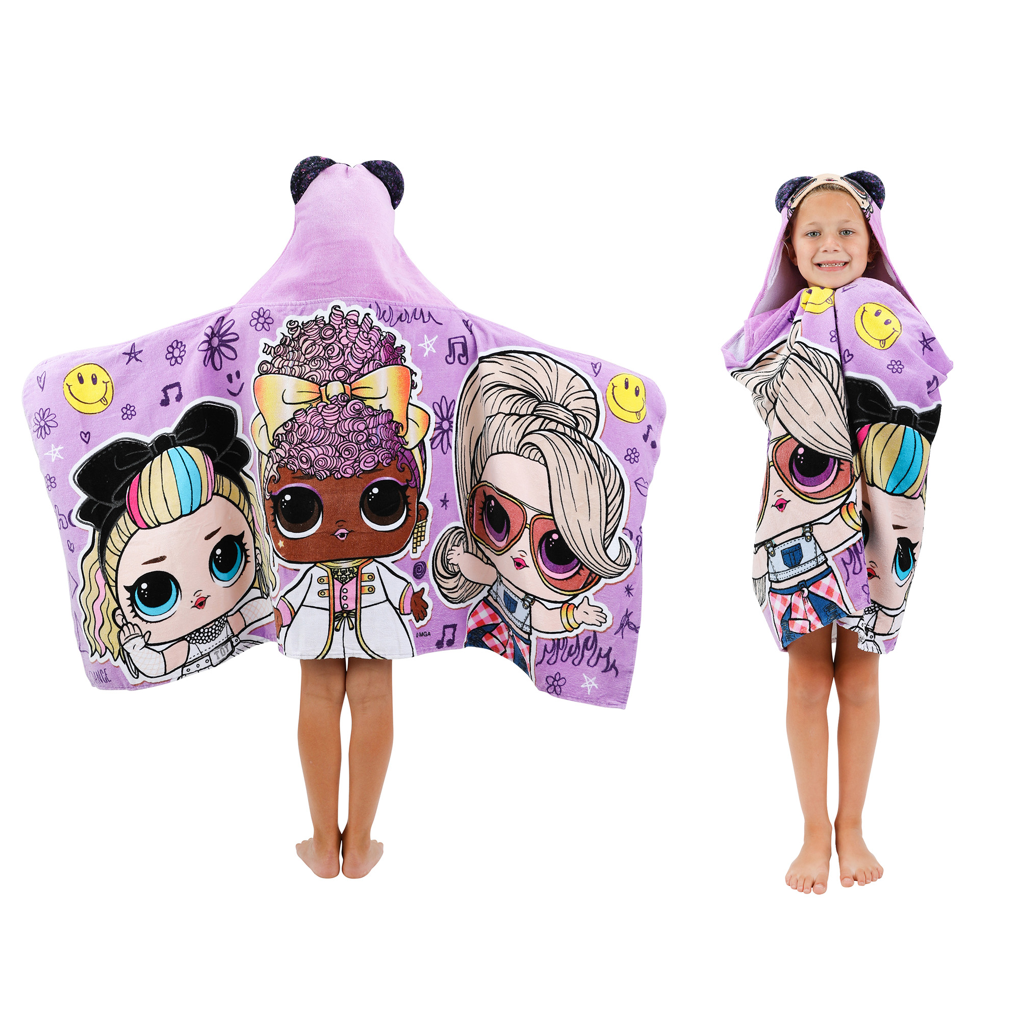 LOL Surprise Kids Purple Queen Hooded Towel, Cotton, Purple, MGA - image 3 of 10