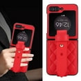 thumbnail image 2 of ELEHOLD Case for Samsung Galaxy Z Flip 5, Luxury Soft PU Leather Rugged Case with Wrist Strap, Ultra Thin Protection Cover for Samsung Galaxy Z Flip 5,Red, 2 of 8