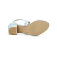 thumbnail image 5 of BLISSFUL STEP Edition Women's Open Toe Cross Strap Mid Block Heel Sandals Blue 8, 5 of 8