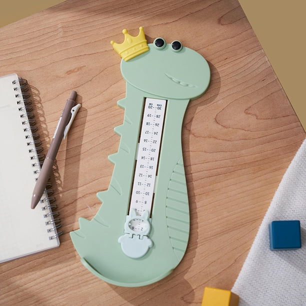 Dispositivo de medición de pie duradero, gráfico de regla, herramienta de medición de pie Medidor de medición de calzado para niños, niños pequeños, Verde Hugo Dispositivo de medición de pie