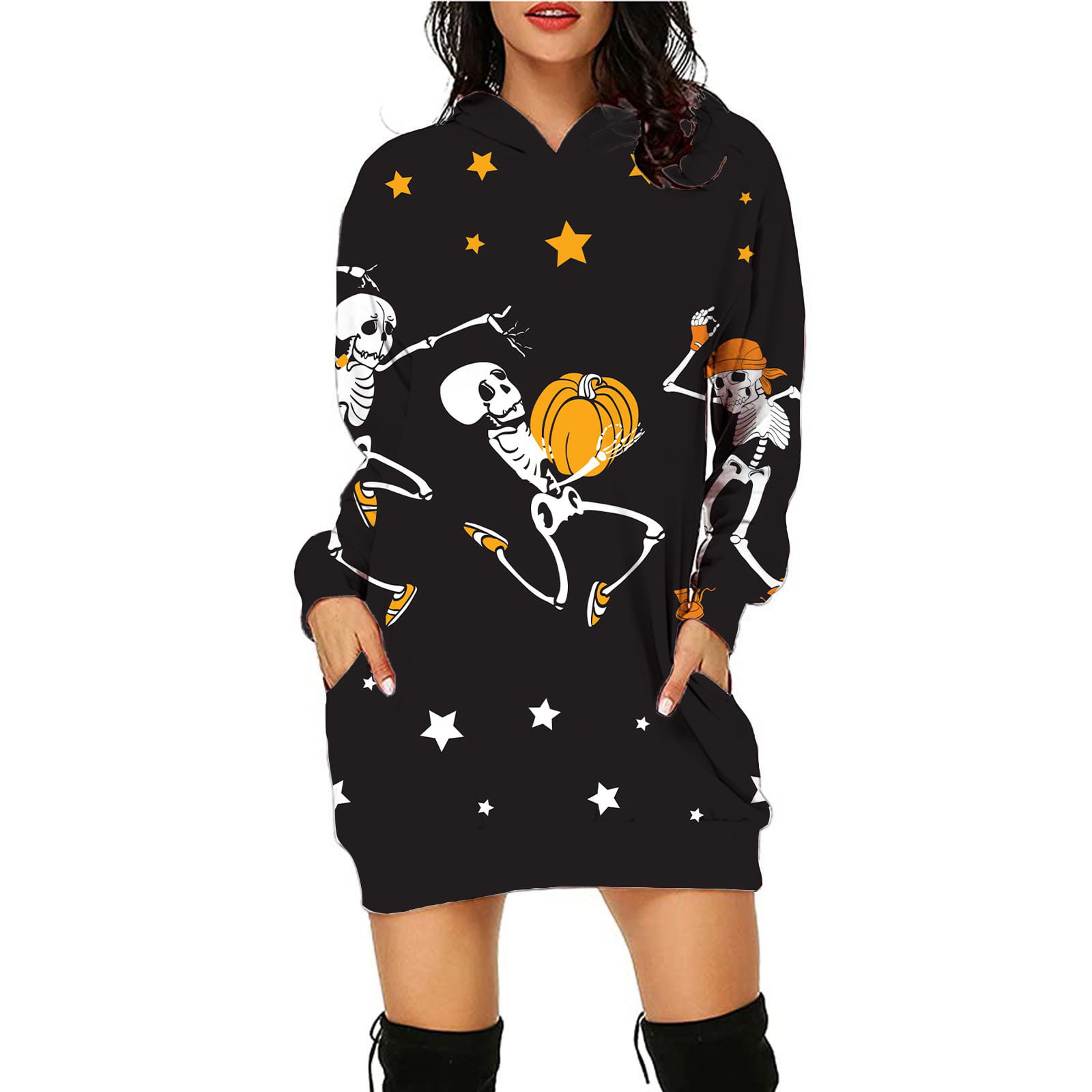 Womens Halloween Pumpkin Long Sleeve Plus Size Sweatshirt Hoodie Pullover Sweater Tops Shirts Vedolay Sweatshirts for Women 