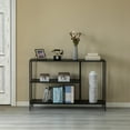 thumbnail image 1 of Modern Display Metal Console Table with Open Shelfs, for Dining, Entryway and Hallway, Black, 1 of 7