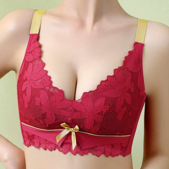asdoklhq Sports Bras for Women,Breathable No Steel Ring Lace Gathering Adjustment Lift Bra Woman Underwear
