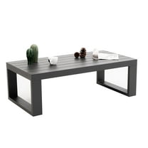 Patio Coffee Tables All-Weather Outdoor Aluminum Rectangle Coffee Table Outdoor Furniture,Gray