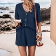 thumbnail image 2 of Pajamas for Women Set 2 piece Summer 100% Cotton Short Sleeve Button Down Top & Shorts, 2 of 9
