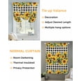 thumbnail image 3 of Sunflower Tie Up Curtains for Window, Thermal Insulted Balloon Shade Adjustable Rod Pocket Curtains Valance Panels for Kitchen Bathroom Cafe 46 x 63 Rustic Brown Country Star Black Checkered, 3 of 6