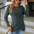 thumbnail image 2 of Women's Sweater Autumn Woman Clothing Knit Pullovers For Women Elegant Knitwears Green Gray Black Long Sleeve Top Female Clothes, 2 of 5