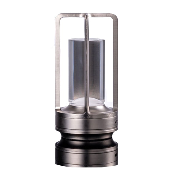 Bewildely Lámpara de linterna de cristal Lumisom de aleación de aluminio, solución de iluminación portátil y ahorro de energía, compacta Iluminación y accesorios plata