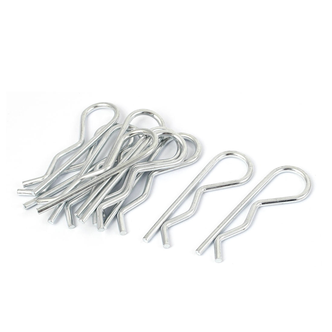 3.5mm x 65mm Metal R Shaped Lock Locking Cotter Clips Pins Silver Tone
