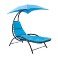 thumbnail image 3 of CorLiving Alora Steel Frame Outdoor Lounge Chair with Removeable Cushions and Canopy, Blue, 3 of 13