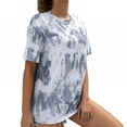thumbnail image 3 of Women's Round Neck Short Sleeve Casual Tie Dye T-Shirt Top, 3 of 6