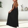 thumbnail image 5 of FAOWME Toddler Kids Girls Dress Sleeveless Suspenders Solid Color Backless Comfortable Loose Fit Dresses For Casual Daily Wear,Black,13-14 Years, 5 of 5