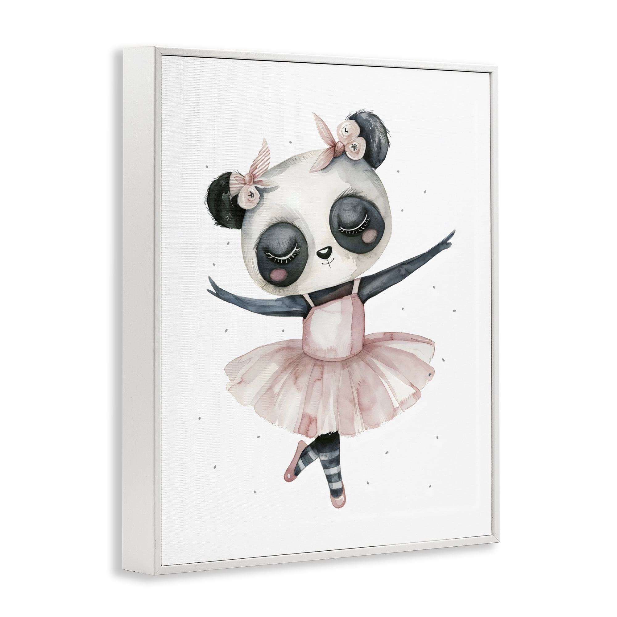 Stupell Industries Ballerina Panda in Pink Tutu White Framed Giclee Art, design by LSR Design Studio