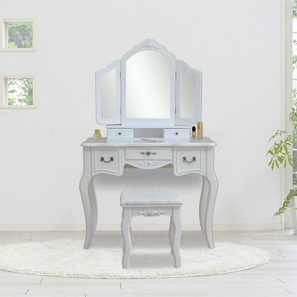 Girls Vanity Desk With Mirror, Girls White Vanity Desk