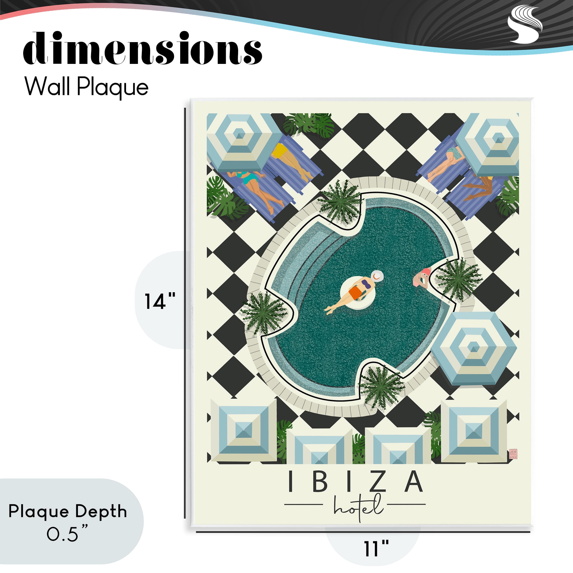 Stupell Industries Ibiza Hotel Aerial Pool Wall Plaque Art, design by Jen Bucheli