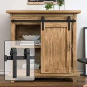 Winsoon 3ft Single Mini Sliding Barn Door Hardware Kit For Cabinet Tv Stand, Black Finish, J Style Hanger