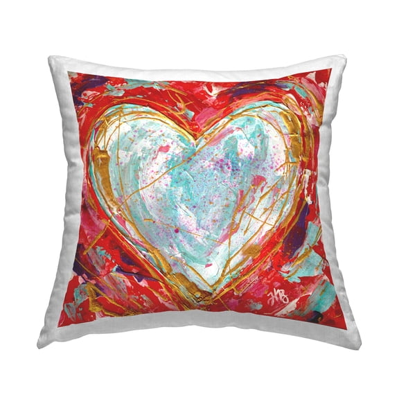 Stupell Industries Chaotic Red Heart Shape Printed Throw Pillow Design by Haley Bush