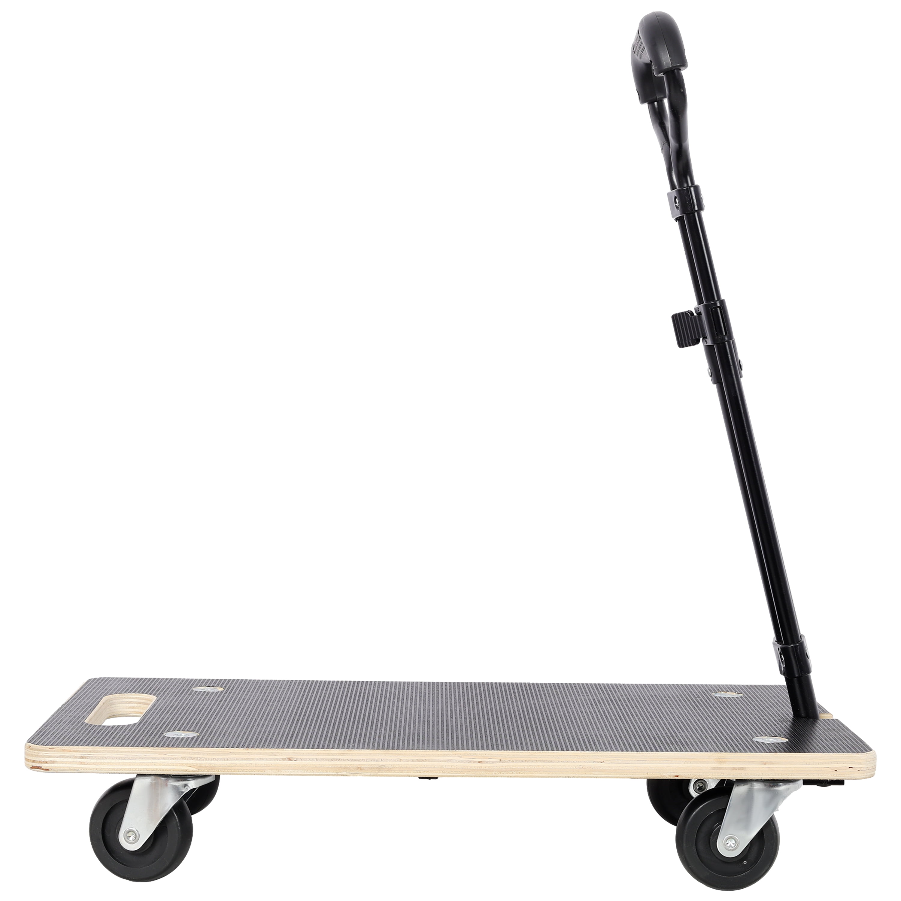 Heavy Duty Wooden Moving Dolly with Telescopic Handle, 440 LBS Capacity Furniture Transport Cart, Non-Slip Platform & 3 Inch Swivel PP Casters for Appliance Plant Moving