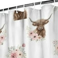 thumbnail image 3 of White Highland Cow Flower Pattern Shower Curtain 72"x84" ,Bathroom Decorative Shower Curtains Set with 12 Hooks,Modern Waterproof Washable Shower Curtain, 3 of 6