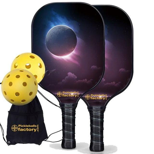 Pickleball Factory PB00014-4-G Pickleball Set - The Moon Pickleball Rackets Near Me, Best Type of Pickleball Paddle, Glassfiber Graphite