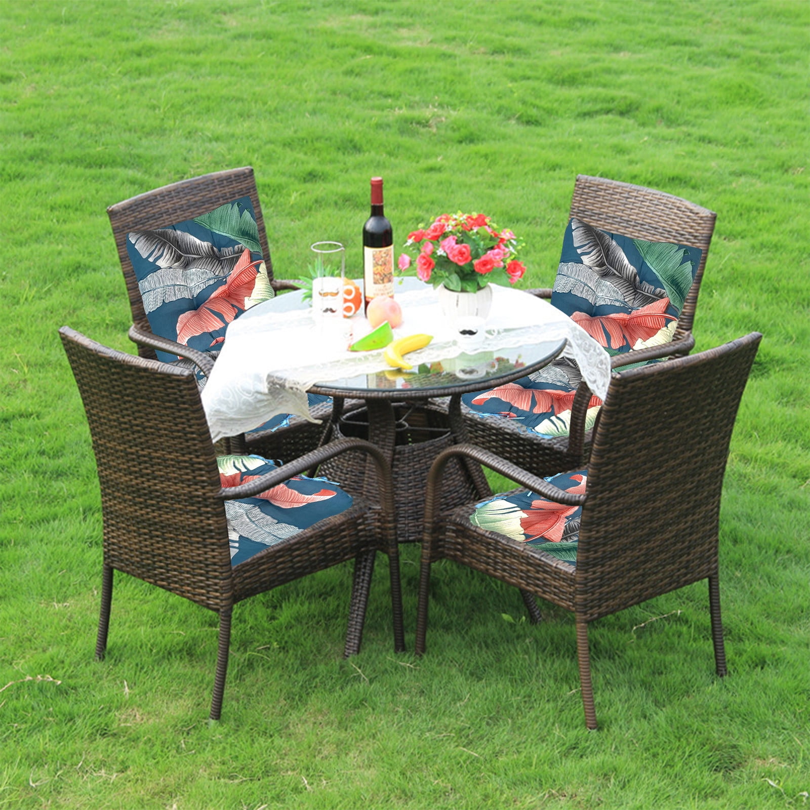 A1 Orchid Pattern Outdoor Chair Cushions 2-Piece Set Thick Patio Seat Pads Water-Resistant Durable Garden Furniture Protectors #IWdg0